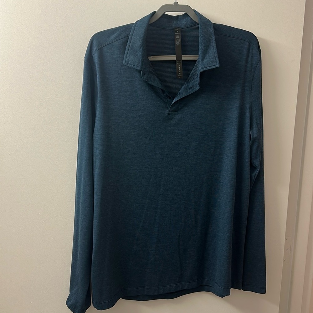 Lululemon Men’s Evolution Long-Sleeve Polo Shirt, Blue, XL